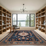 Navy and Terracotta Persian Medallion Area Rug