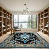 Intricate Blue Floral Persian Area Rug