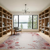 Peony Floral Vintage Blush Pink Peony Floral Area Rug