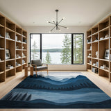 Moonlit Layered Blue Mountains Pines Area Rug