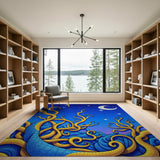 Starry Night Golden Vines Area Rug