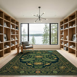 Navy Gold Chrysanthemum Persian Area Rug