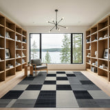 Geometric Modern Modern Black White Geometric Block Area Rug