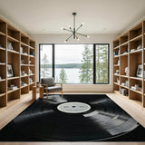 Black Vinyl Record Area Rug