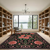 Luxe Pink Rose Floral Area Rug