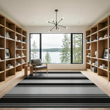 Geometric Modern Black and White Bold Black White Horizontal Striped Area Rug
