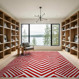 Geometric Modern Red Bold Red Geometric Zigzag Area Rug