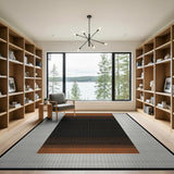 Orange Plaid Gradient Black Area Rug