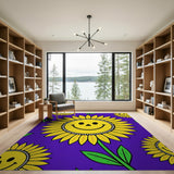 Cheerful Smiling Sunflowers Area Rug