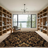 Royal Gold Crown Damask Area Rug