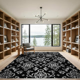 Black and White Black White Persian Floral Area Rug