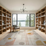 Abstract Geometric Modern Area Rug in Beige Tones