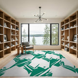 Emerald Green Geometric Abstract Geometric Modern Area Rug