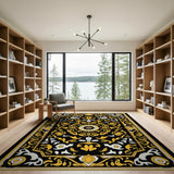 Majestic Black Gold Persian Area Rug