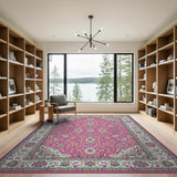 Vibrant Magenta Persian Floral Area Rug