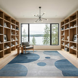 Modern Blue Geometric Circle Area Rug