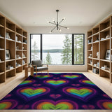 Vibrant Rainbow Hearts Kids Area Rug