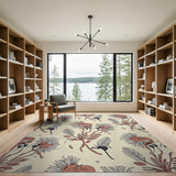 Beige Protea Flowers Bees Pattern Rug