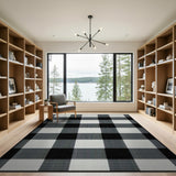 Black White Buffalo Check Rustic Farmhouse Area Rug