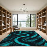 Teal Swirl Abstract No. 7 Area Rug