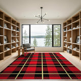Bold Red Black Plaid Rustic Farmhouse Rug