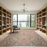 Pink Blush Pink Floral Swirl Area Rug