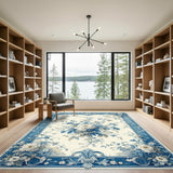 Blue and Teal Floral Vintage Blue Floral Vintage Area Rug