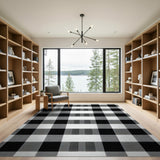 Black and White Black White Buffalo Check Plaid Area Rug