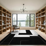 Geometric Modern Bold Black White Geometric Area Rug