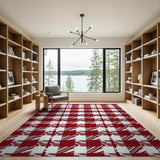 Red White Buffalo Check Rustic Farmhouse Rug