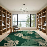 Lush Monstera Leaves Emerald Area Rug