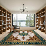 Traditional Persian Blue and Teal Medallion Persian Area Rug