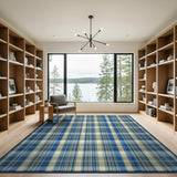Navy Blue Plaid Check Blue and Teal Area Rug