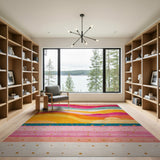 Vibrant Abstract Wave Washable Area Rug