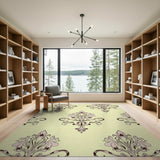 Pink Vintage Pink Floral Damask Area Rug