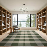 Green Plaid Checkered Rustic Area Rug