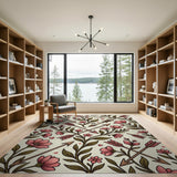 Boho Pink Flowers Arrows Area Rug