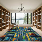 Vibrant City Intersection Aerial View Area Rug