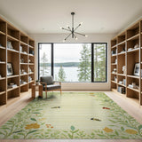 Whimsical Garden Insect Floral Border Rug
