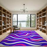Multi-color and Patterns Vibrant Blue Pink Wavy Abstract Area Rug
