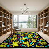 Playful Yellow Cartoon Cats Area Rug