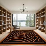 Hypnotic Orange Swirl Geometric Area Rug