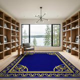 Traditional Persian Navy Blue Ornate Gold Border Area Rug