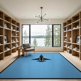 Pixelated Fighter Jet Silhouette Blue Area Rug