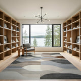 Modern Abstract Grey Wave Area Rug