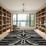 Abstract Area Bold Black White Zebra Stripe Area Rug