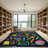 Vibrant Kids Educational Area Rug with Crayons