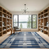 Navy Starfish Plaid Coastal Area Rug