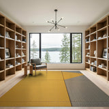 Gold Grey Geometric Block Woven Rug