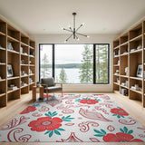 Red Floral Paisley Pattern Area Rug